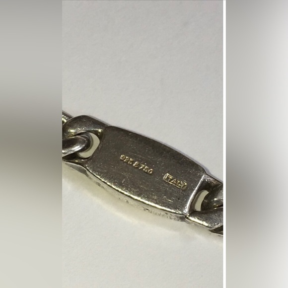 Real 925 Sterling Silver & Solid 750 18K (not 14K ) Yellow Gold Unisex Bracelet - Picture 6 of 10